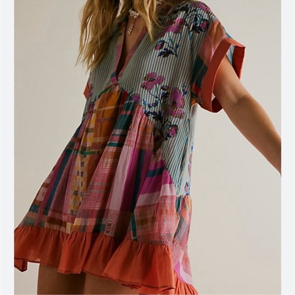 NWT Free People Agnes Mini Dress in Bloom Combo Sz XS - Picture 1 of 6